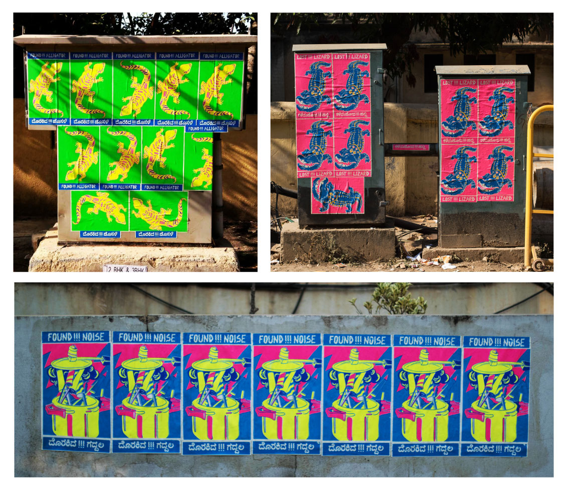 screenprint posters lost&found pop colours public art cubbon park metro bangalore Church Street whimsical