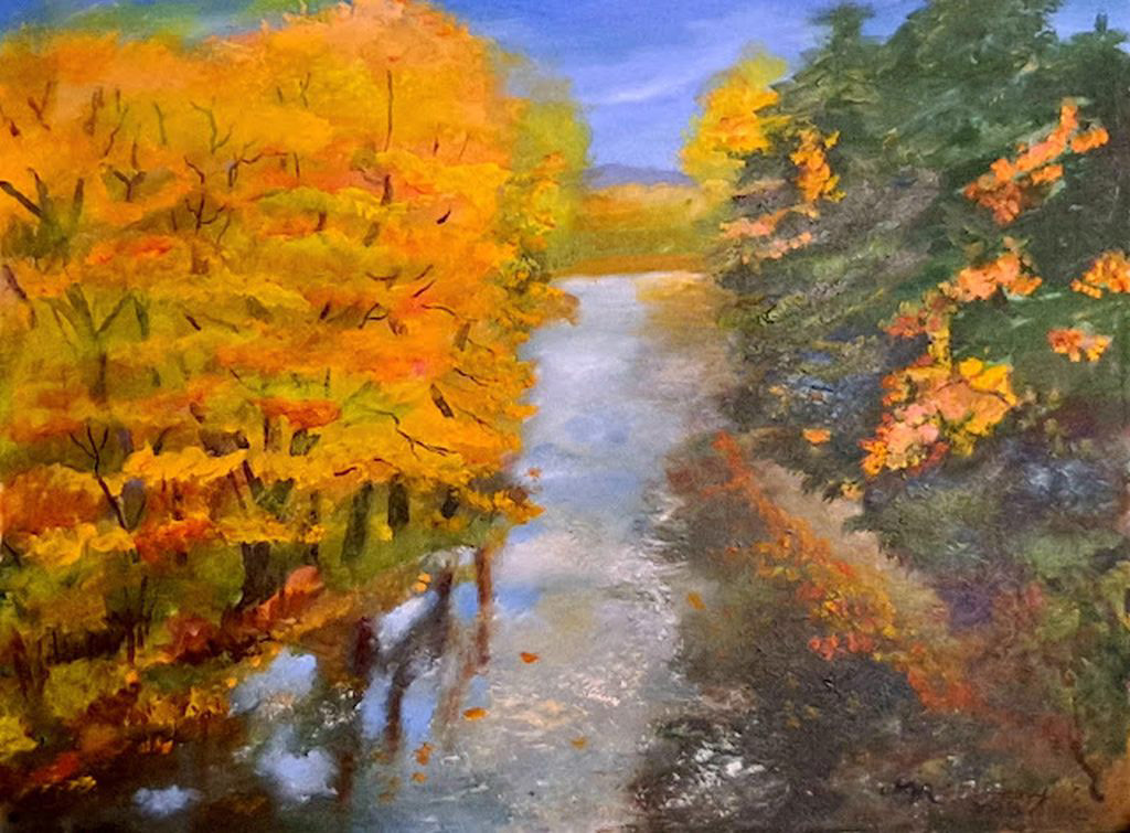 Image may contain: painting, autumn and water