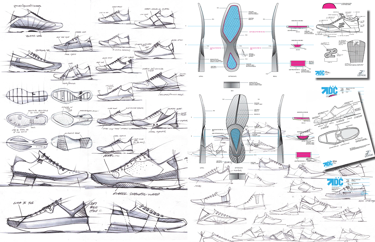 concept sketch rendering footwear sport