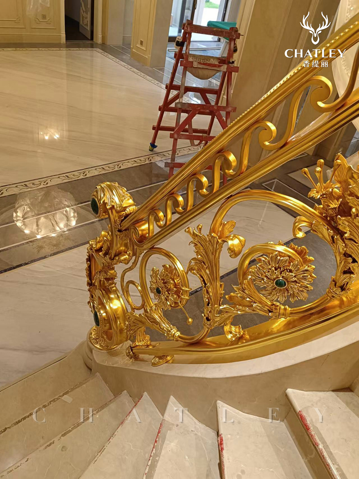 gilding gold home design interior design  luxury Staircase stairs
