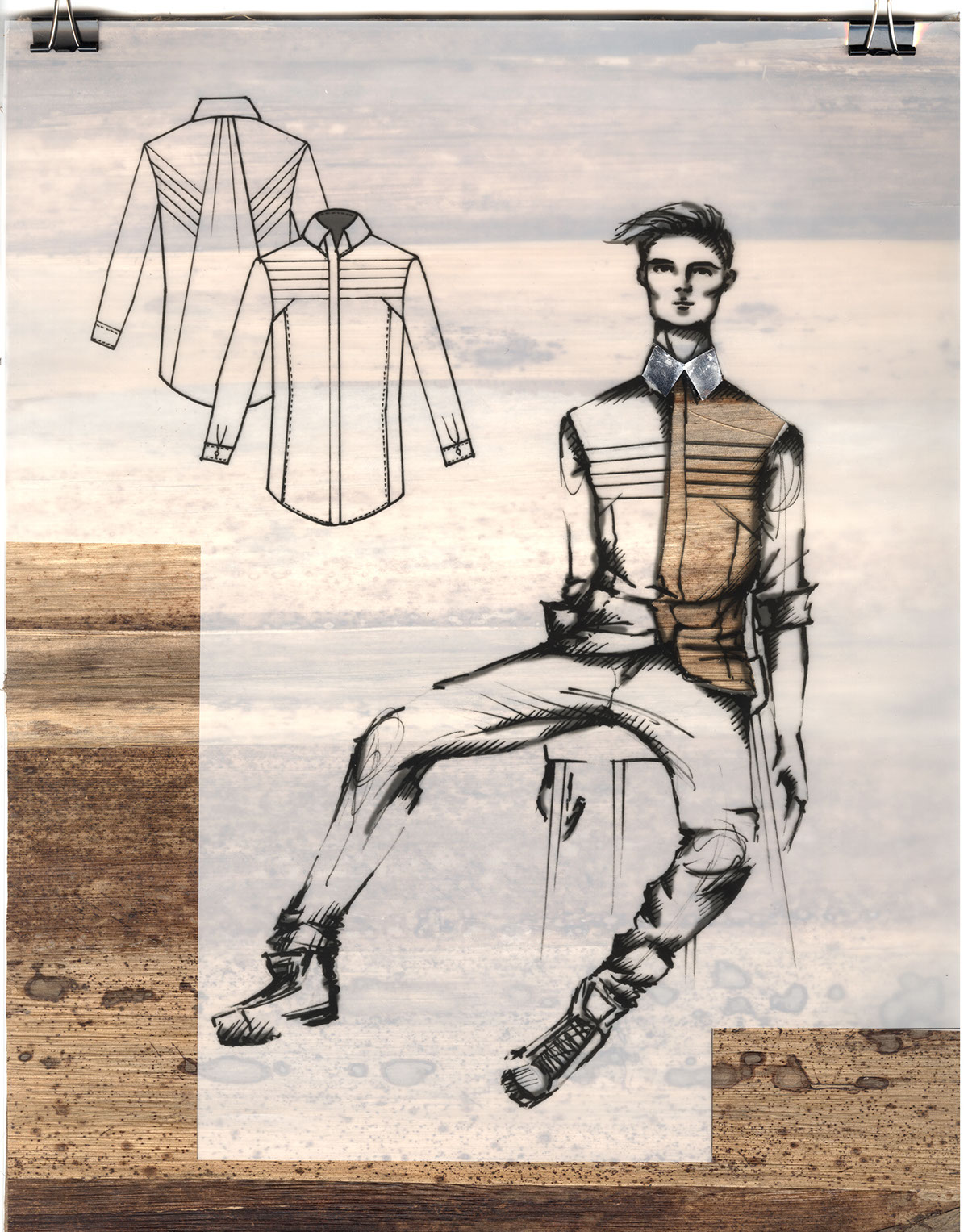 Menswear fashion illustration fashion design capsule collection Transparency moss industrial scadfashion  conceptual