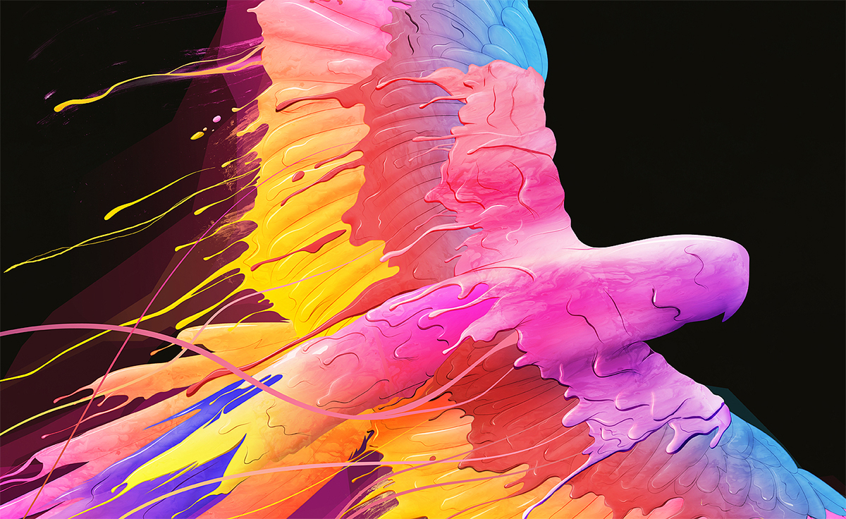 bird Flying colors parrot Liquid splashes #MakeItNYC