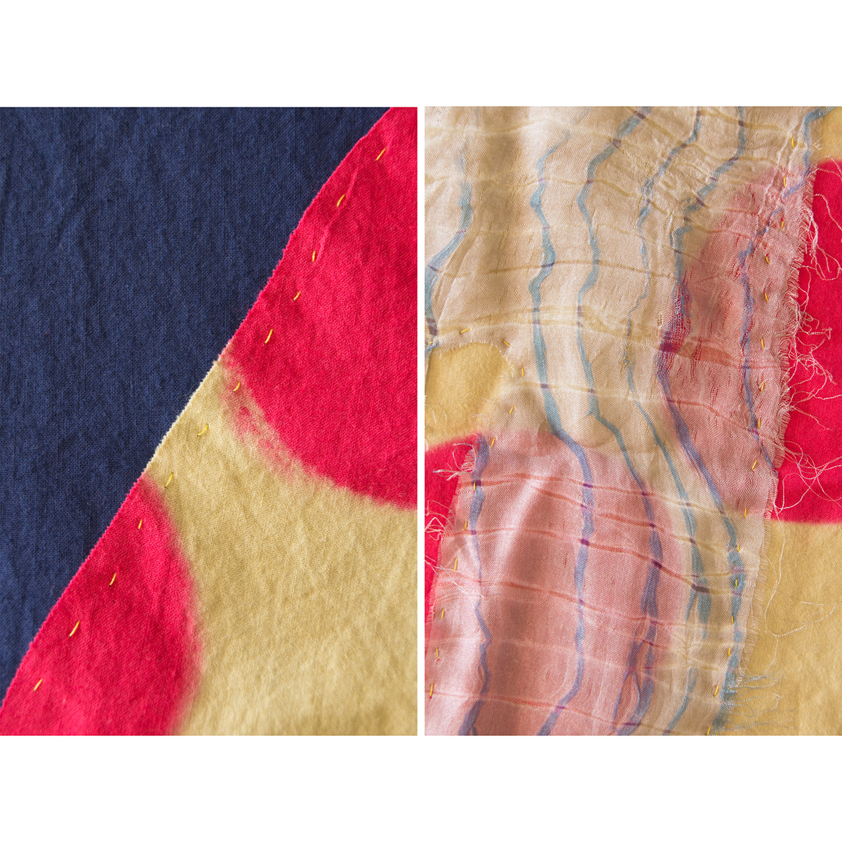 fiber fibers dye dyework fabric textile weaving applique Sumi ink natural dyes