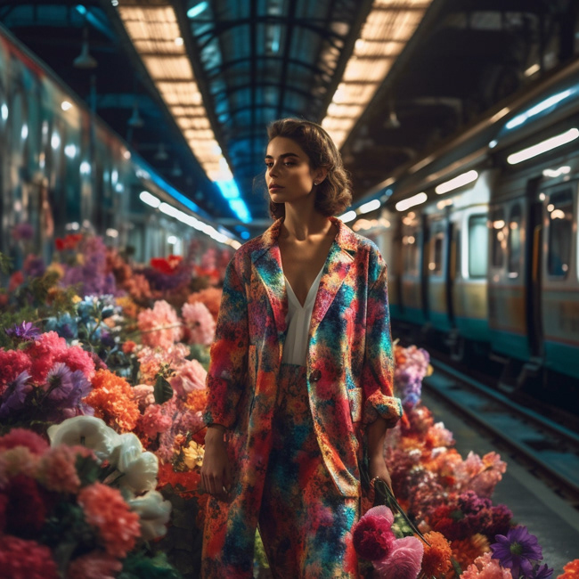 Floral Subway Stations & Fashion - AI Art Project By Kyle Correia De Araujo