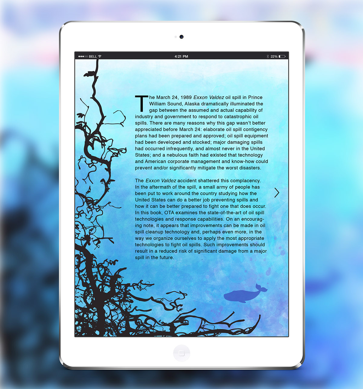 ebook Illustrative watercolor iPad apple Whale oil spill interactive book Global controversy boat