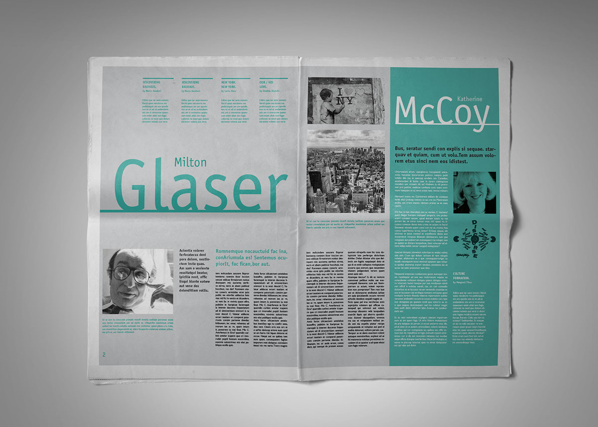magazine newspaper accademia academy tabloid design officina ITC Gill Gill Sans sans