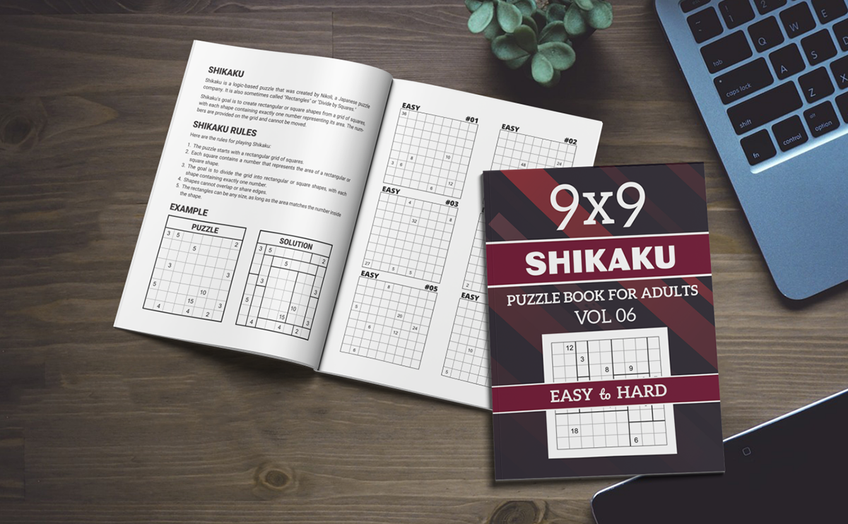 Shikaku Puzzle Book For Adults 9x9 Easy To Hard Vol 06