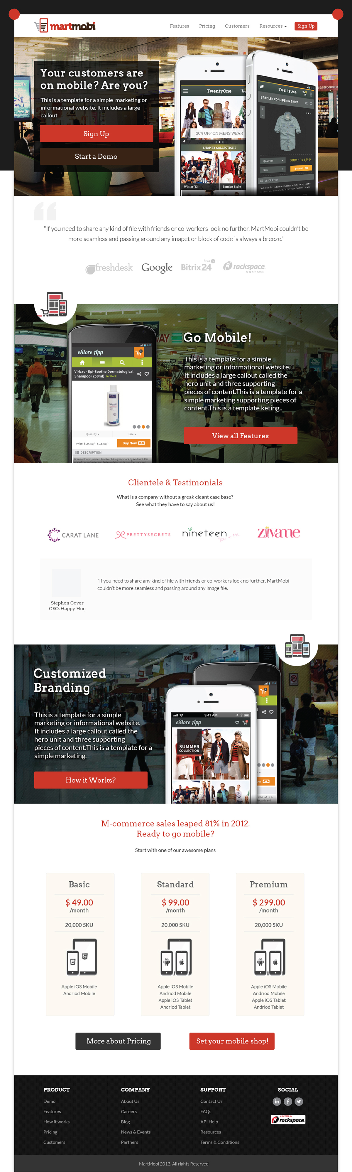 mobile e-commerce m-commerce MartMobi Web commerce no code brand retailer ios android HTML tablet customer app