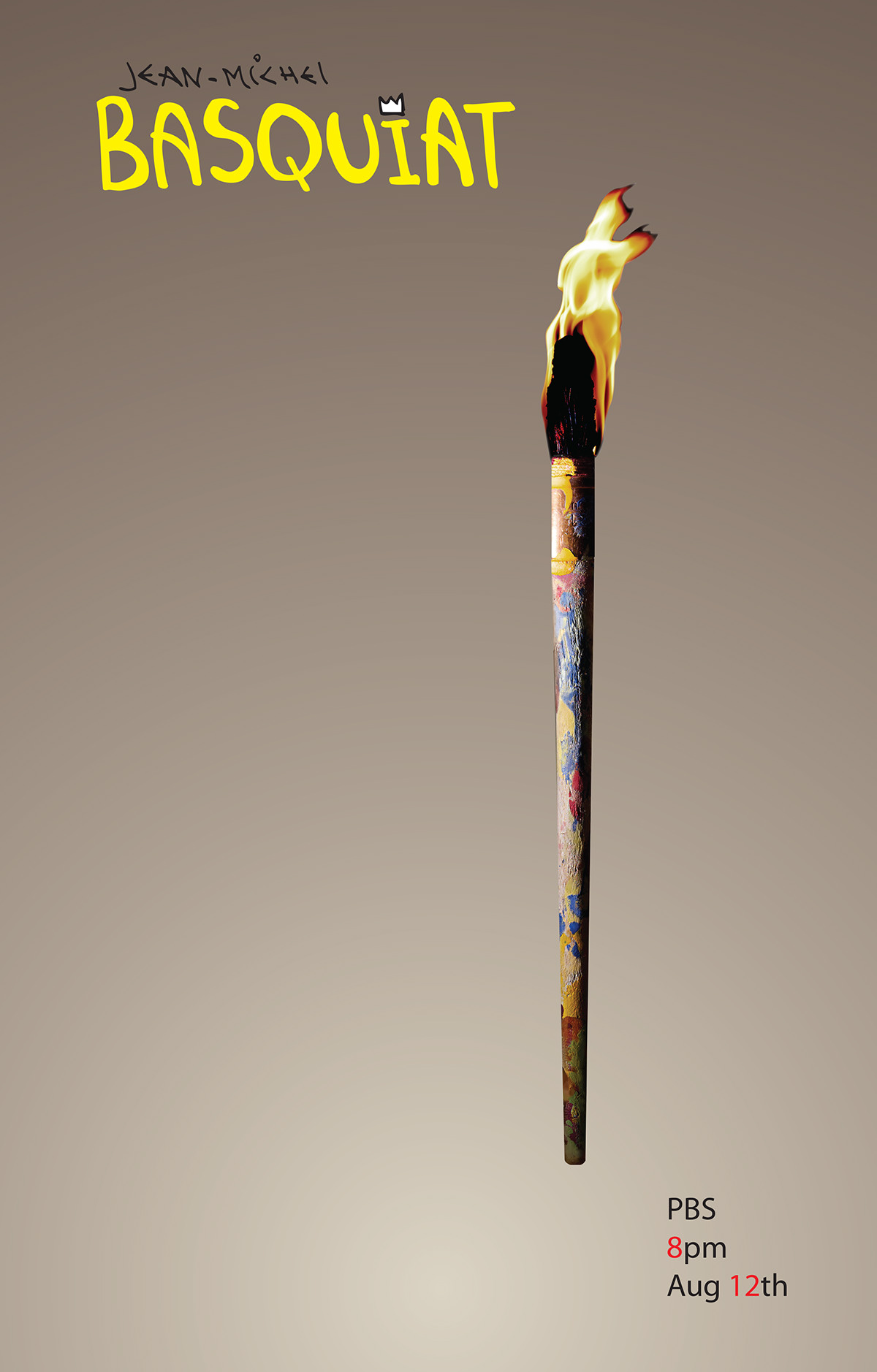 Layout poster  minimalist  brush  flame Basquiat