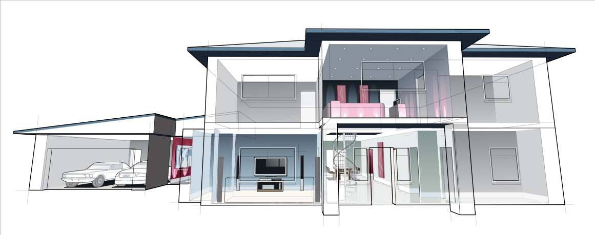 schematic home house EXECUTIVE HOME automated living automation lighting Intranet