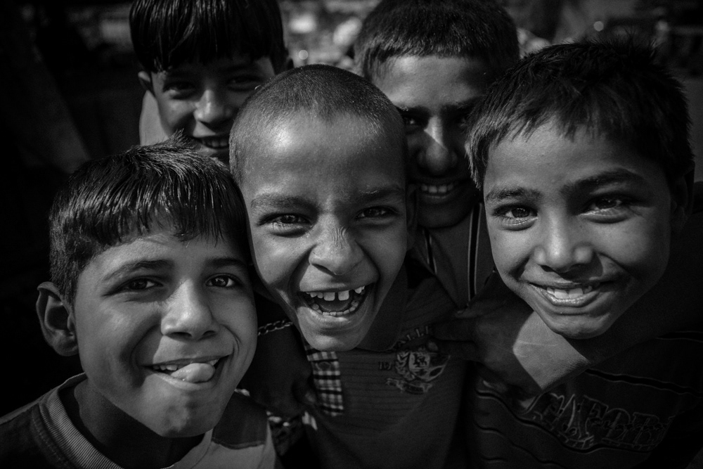India kids children black and white laugh Fun Delhi
