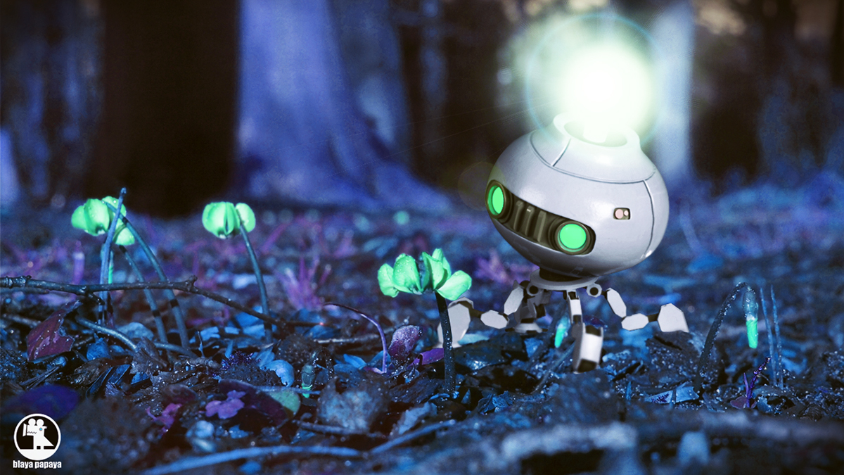 curiosity robot science fiction flower mech Tiny