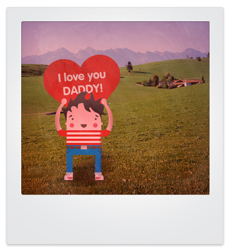 kids  polaroid countryside dad day  Love heart wish gift card