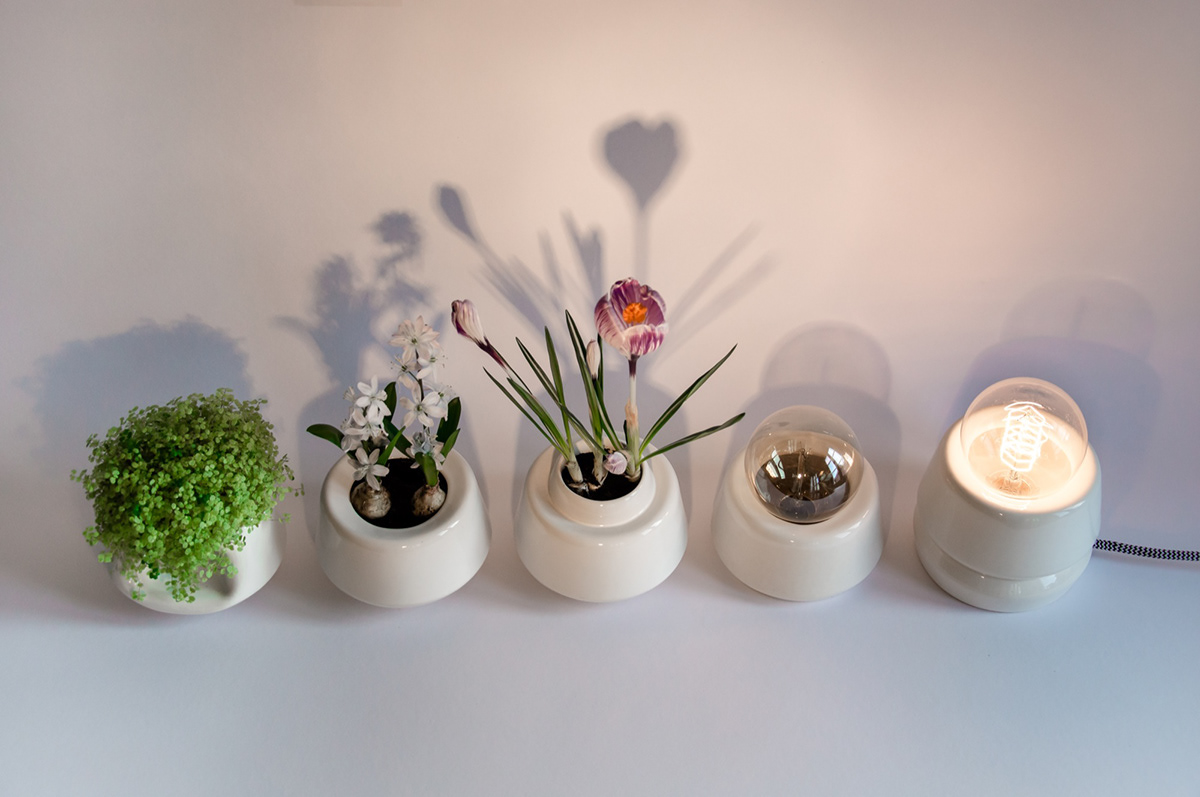 Lamp light flowerpot flower pot plant pot ceramic