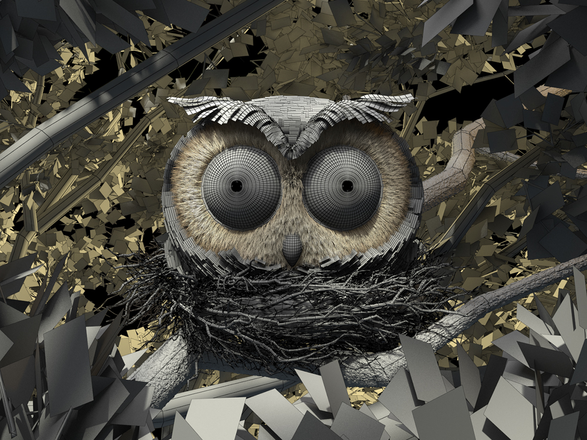 owl forest cute 3d art