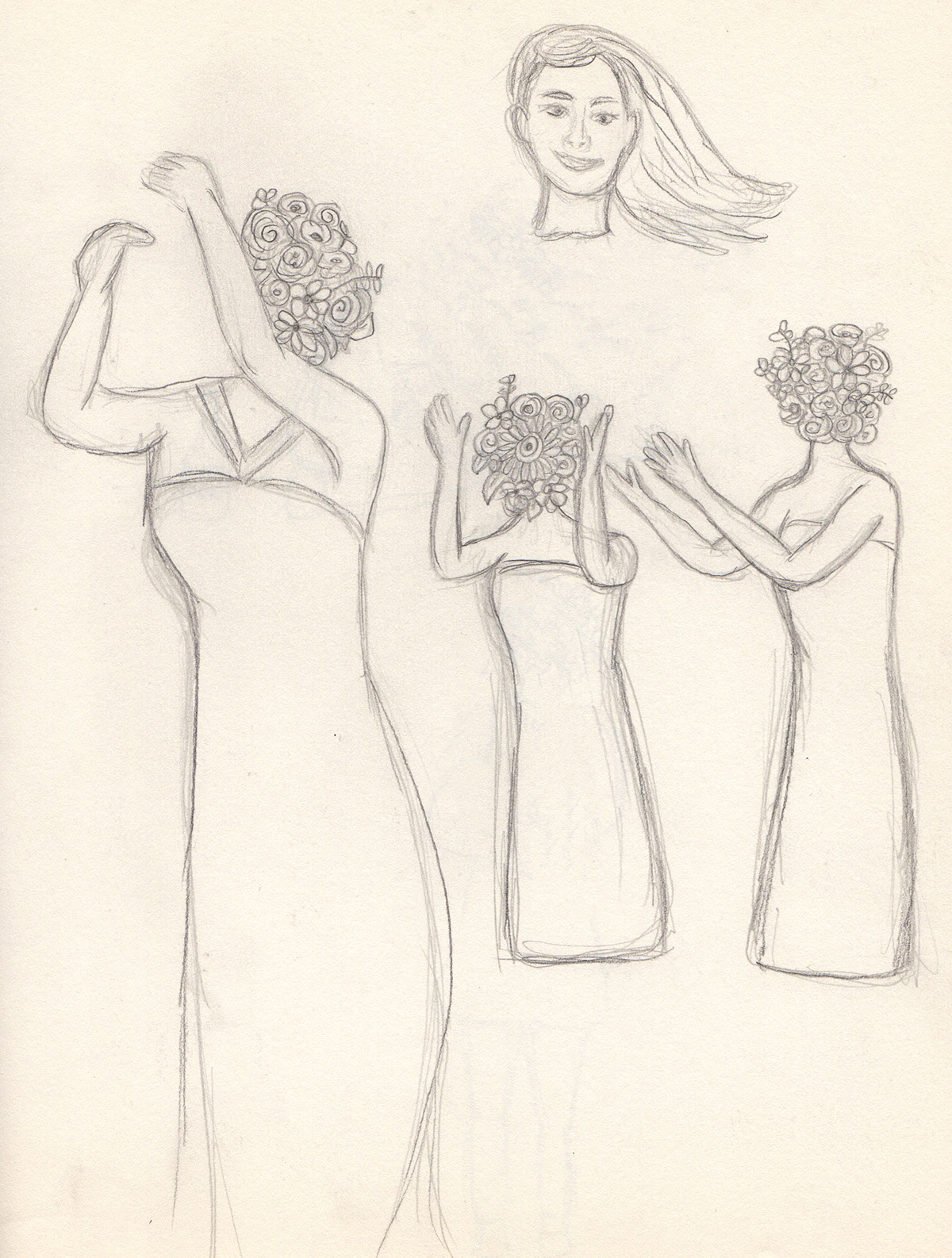 sketch book pencil sketches Flowers figures