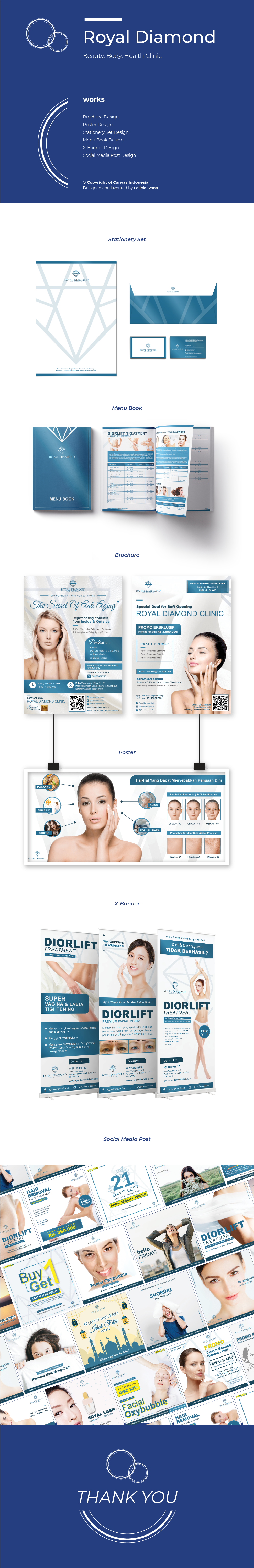 menu book Stationery Set brochure X-Banner Social media post branding  Beauty Clinic graphic design  poster Promotion