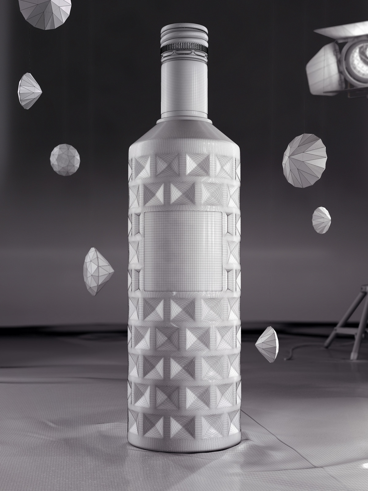 Vodka full cgi diamonds product visualisation