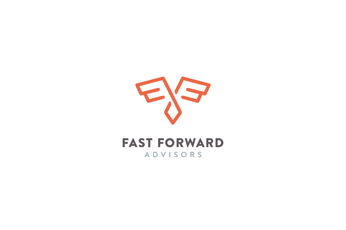 logo business card fast forward wings orange Consulting