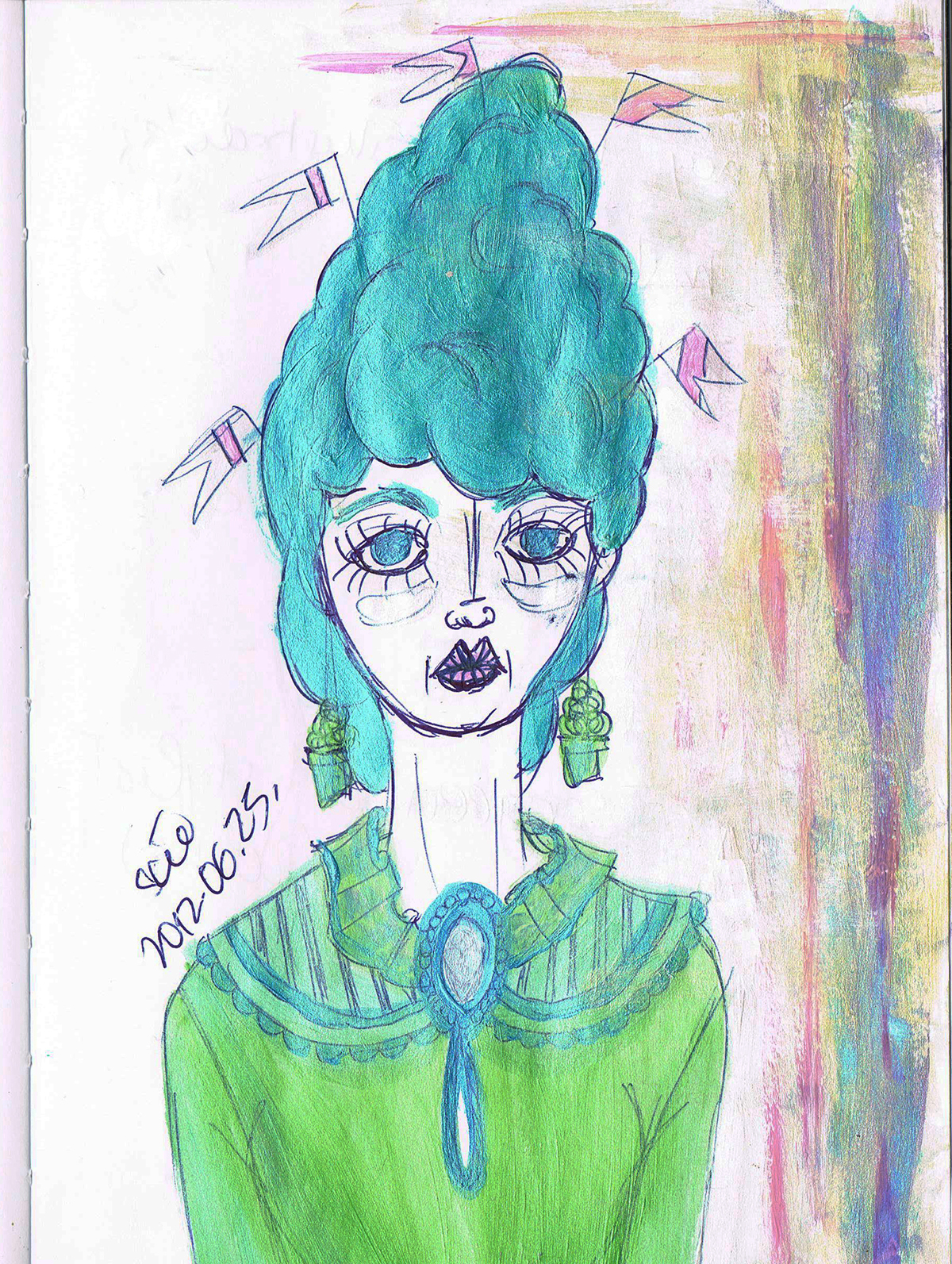art watercolor girls portraits portrait characters Character delicate naif girly sketchy handmade concept