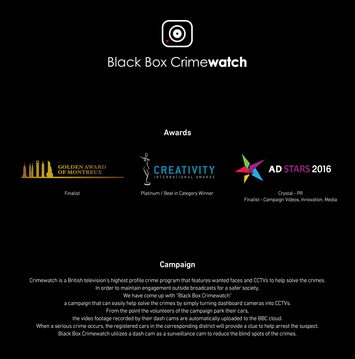 BBC campaign Advertising  Blackboxcrimewatch Awards Students