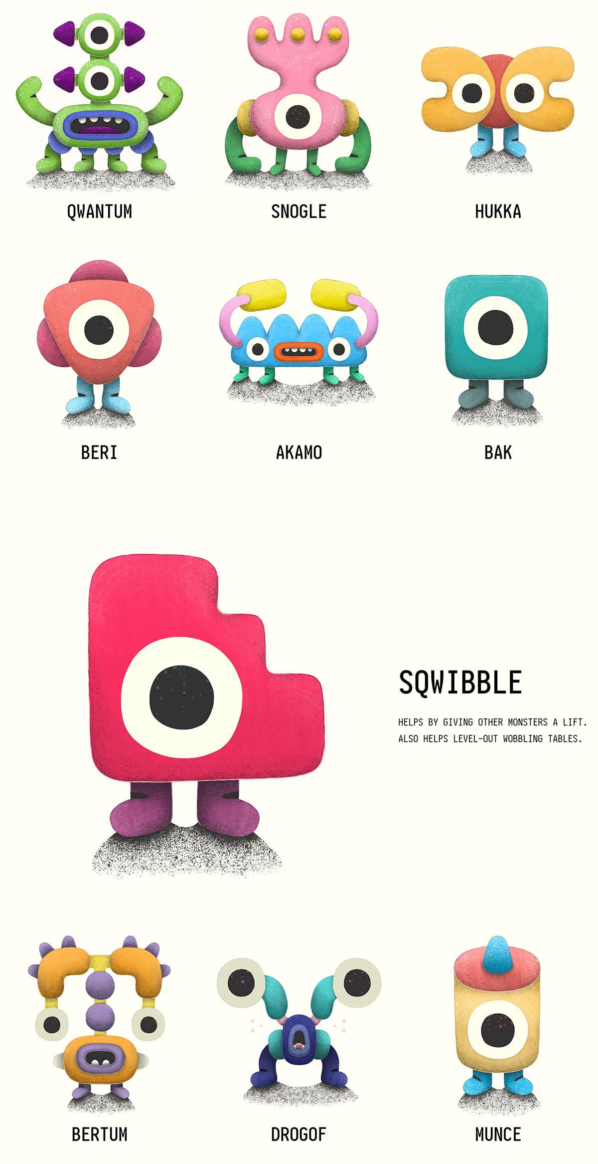 monster guidebook Character design  ILLUSTRATION  Drawing  children's book colorful texture monsters creatures
