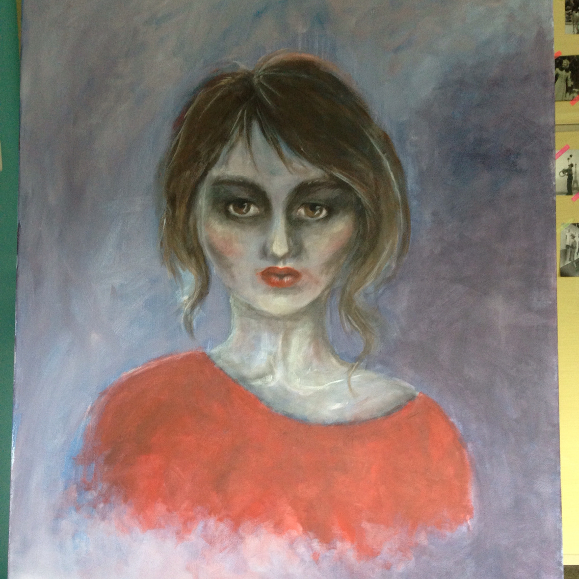 painting   portrait woman red