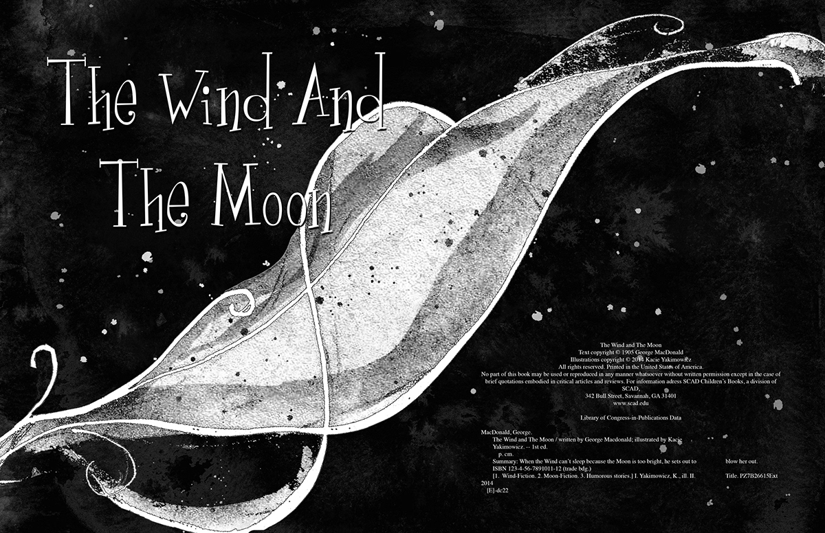children's book illustration wind moon watercolor