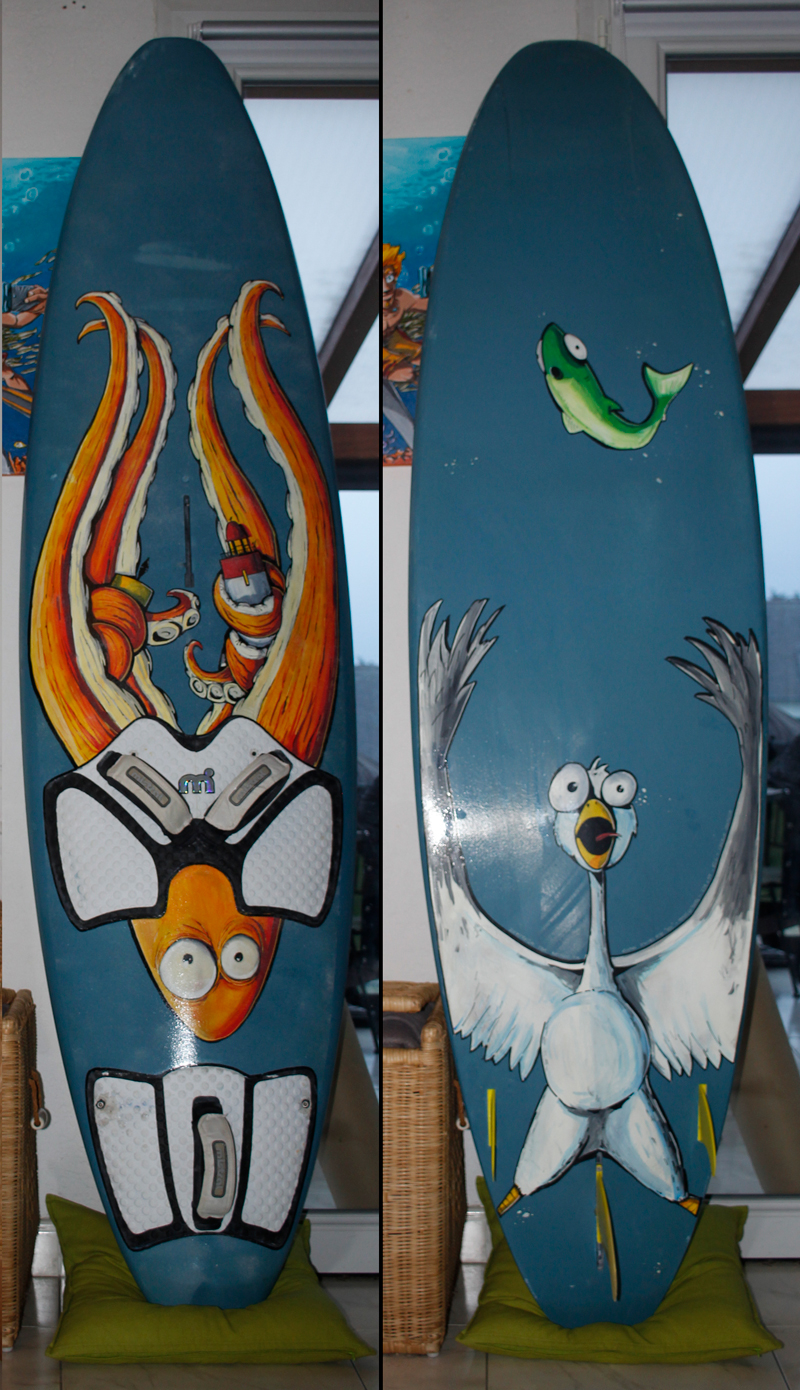 Adobe Portfolio seagull fish windsurf Board Posca ILLUSTRATION  octopus