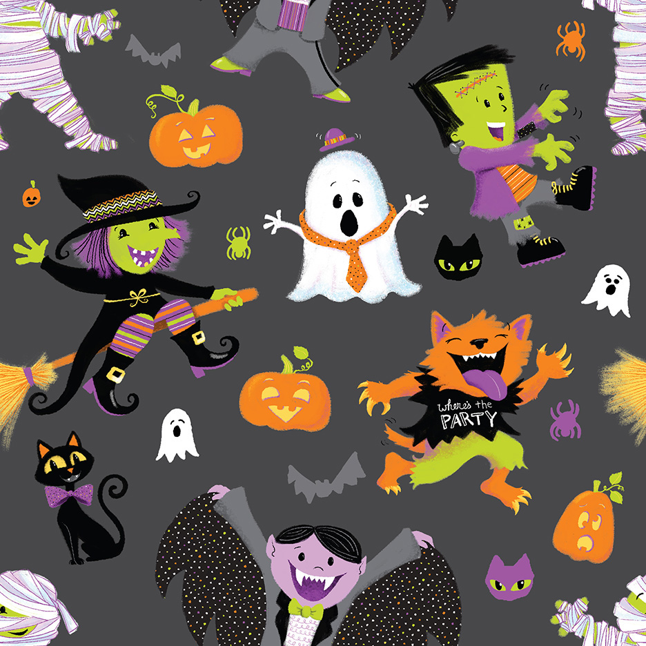 Halloween surface pattern design art licensing kids art Children's Books monsters funny HAND LETTERING typography   holidays