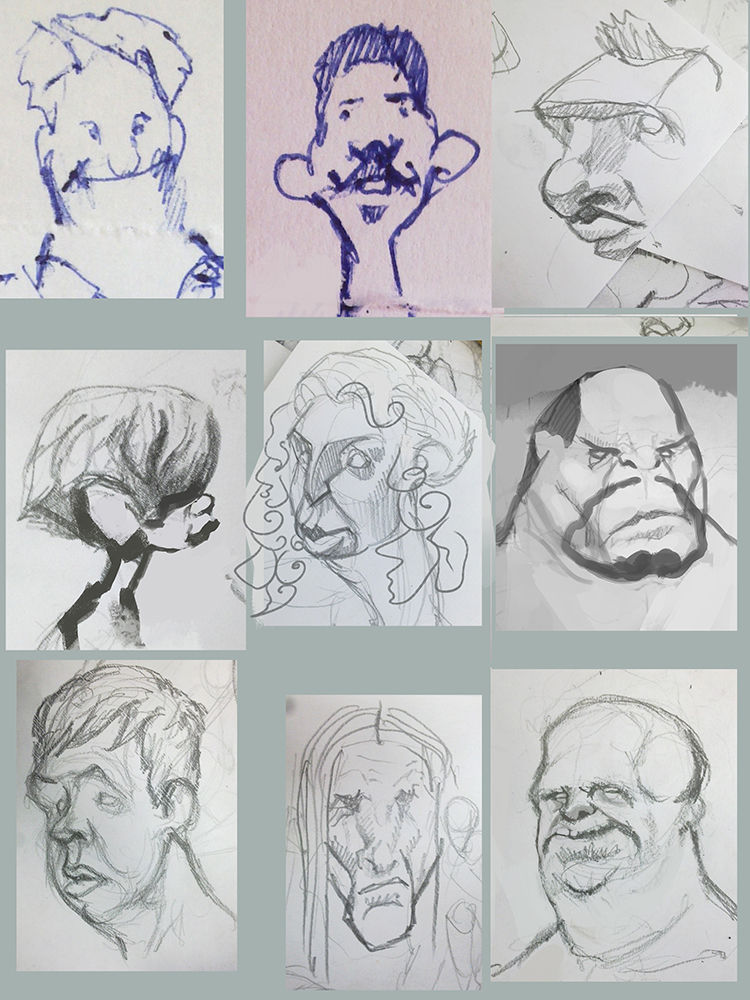 sketches heads cartoon characters