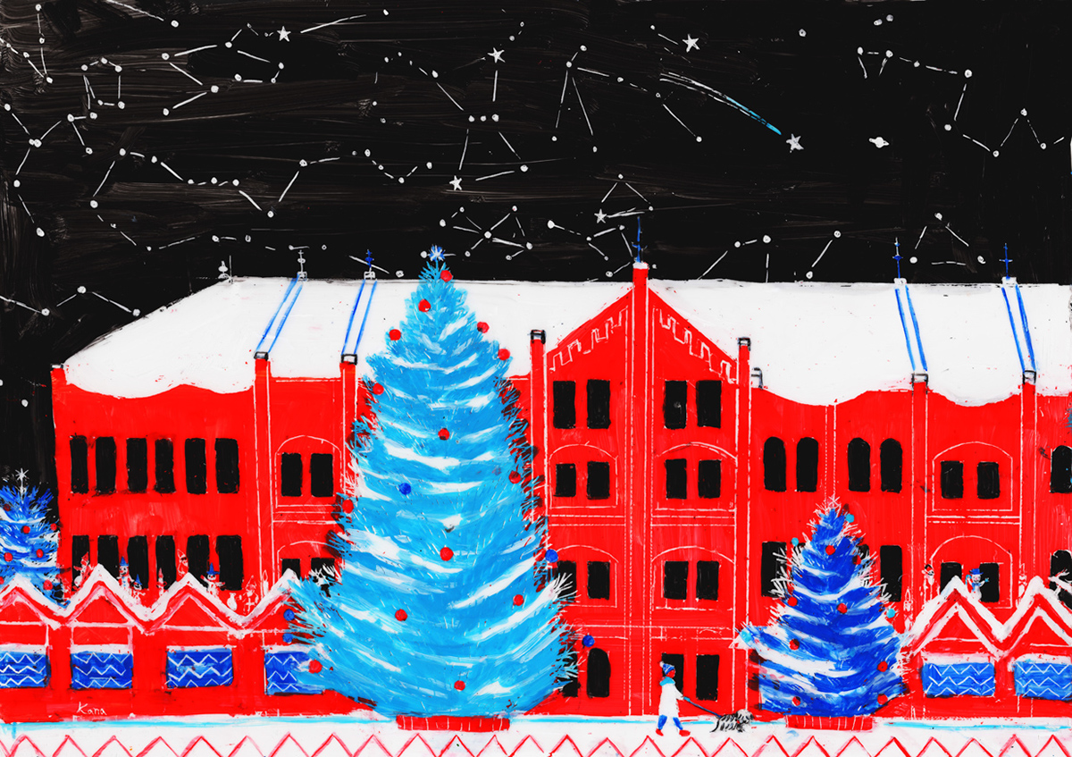 ILLUSTRATION  Illustrator art snow kanakoogawa japan yokohama yokohama red brick warehouse Tree 