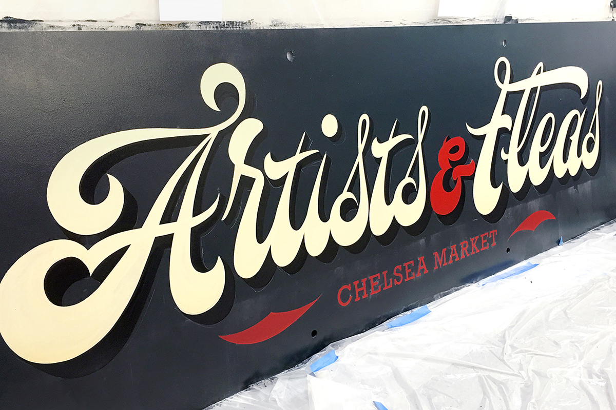 ARTISTS&FLEAS artists and fleas chelsea market Signage signs Hand Painted HAND LETTERING type typography  