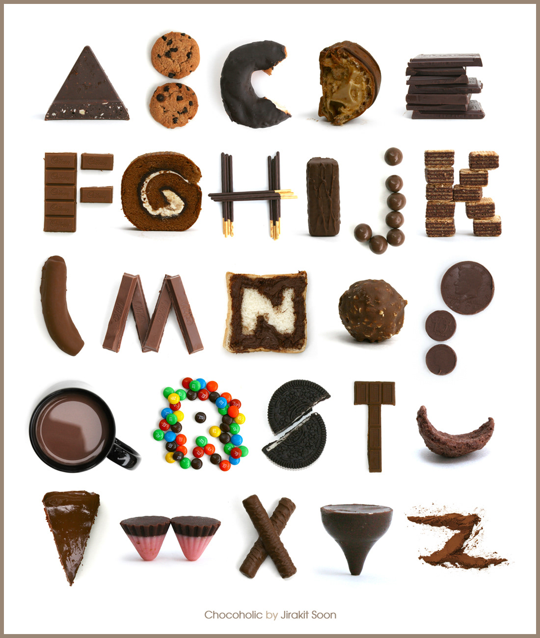 Typeface chocolate alphabet