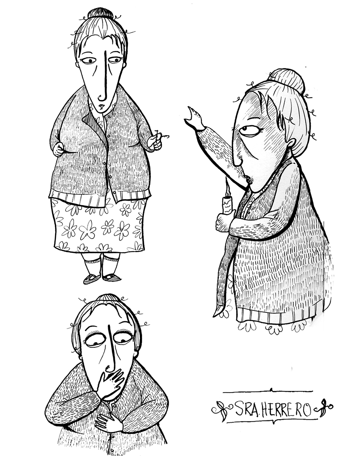 ilustracion personaje Aire Frio comic blanco y negro