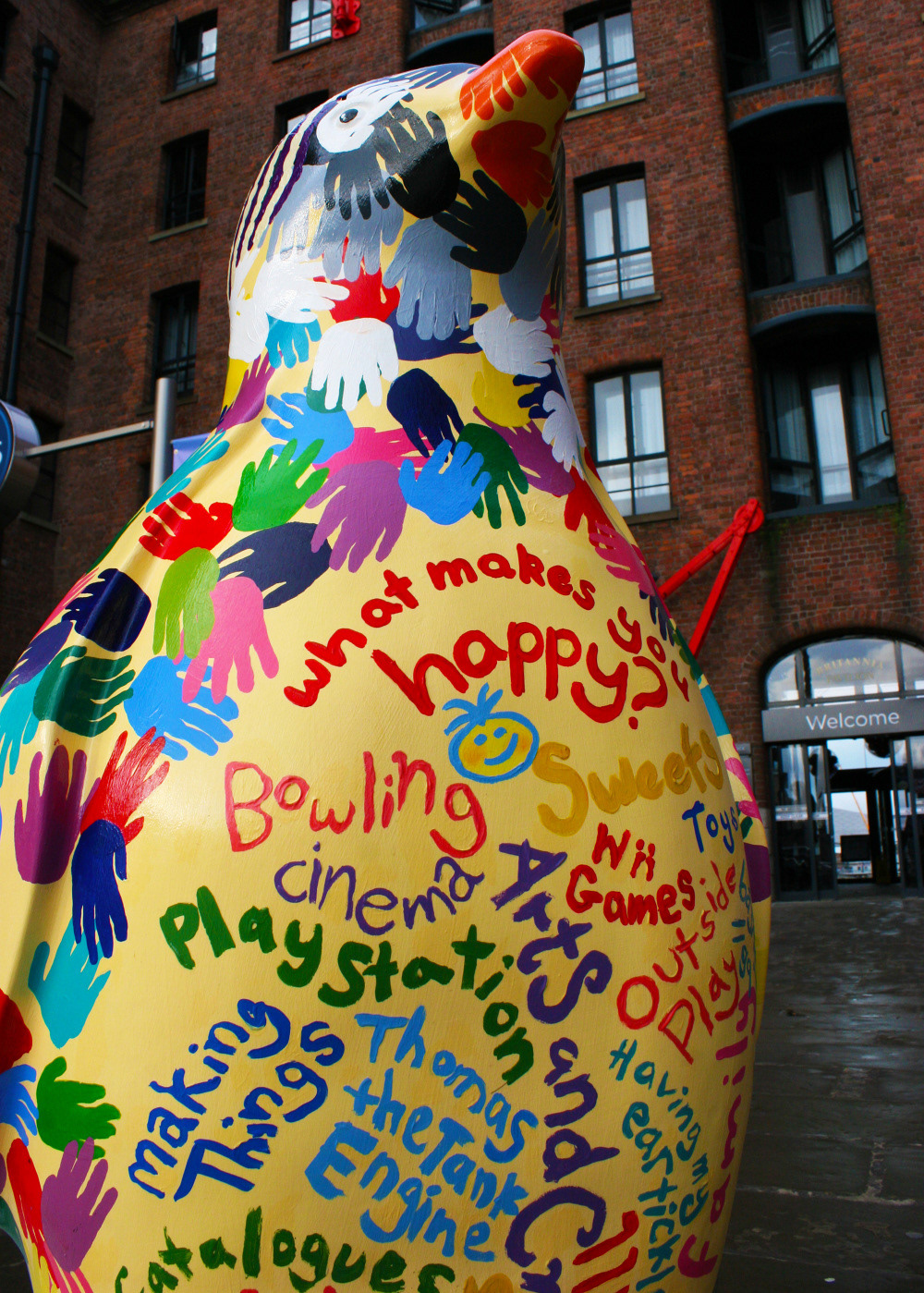 sculpture penguin trail art Claire House charity public Liverpool city paint