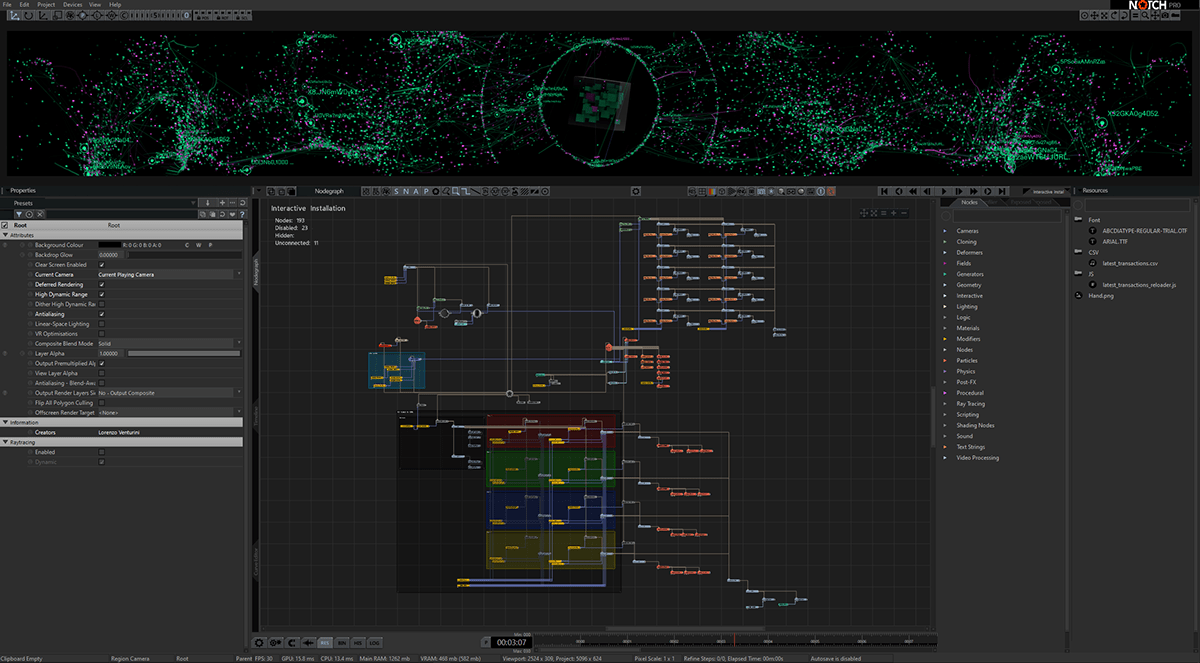 Experience immersive installation interaction interactive new media Notch particles JavaScript TouchDesigner