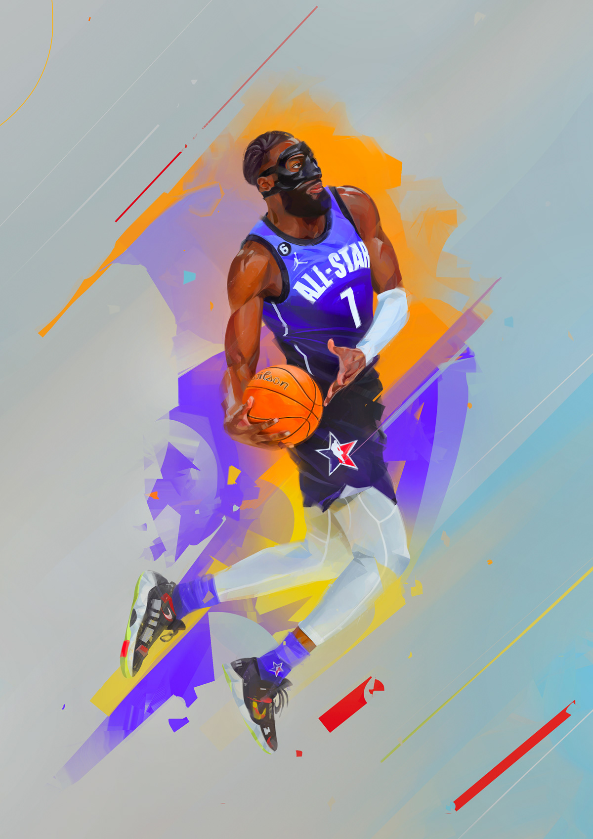 all star game basketball colorful Dynamic NBA Nike portrait sports game poster