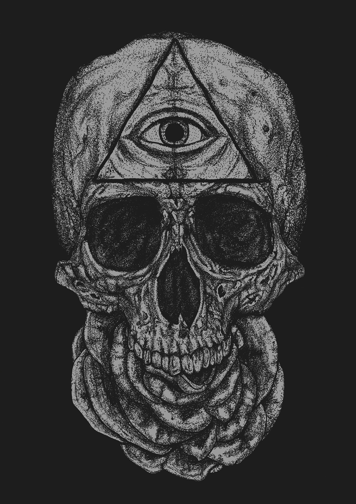 artwork dotwork dark cult occult horror black skull Rooster horse snake nikita kaun Sunturnsintowater