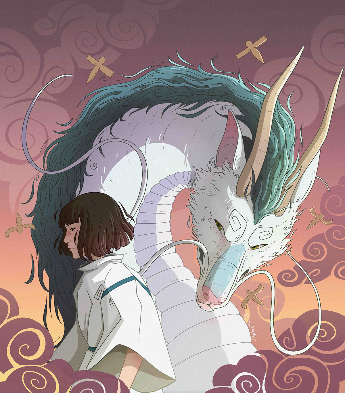arte Chihiro digitalart dragon fanart haku ILLUSTRATION Ilustração spirited...