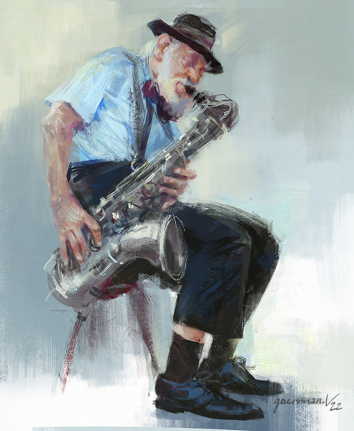 Digital Art  jazz music saxophone saxophone player the musician