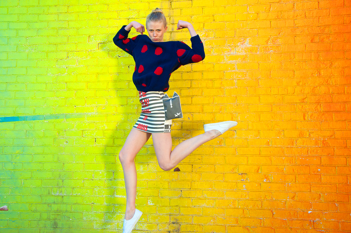 Elly Kim Daeun Taylor Dean McCausland color rainbow Brooklyn Mural fashion photography pattern model bright runway street style street fashion korean Korean culture