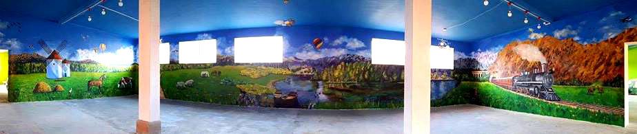 Mural wallpainting acrylic Landscape huge animals kids