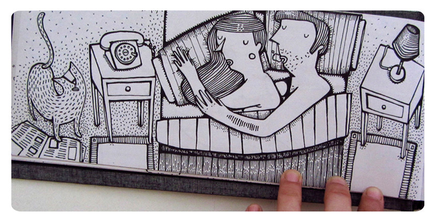 couple ink line man woman bathtub bed bedroom sketch sketchbook Love moleskine