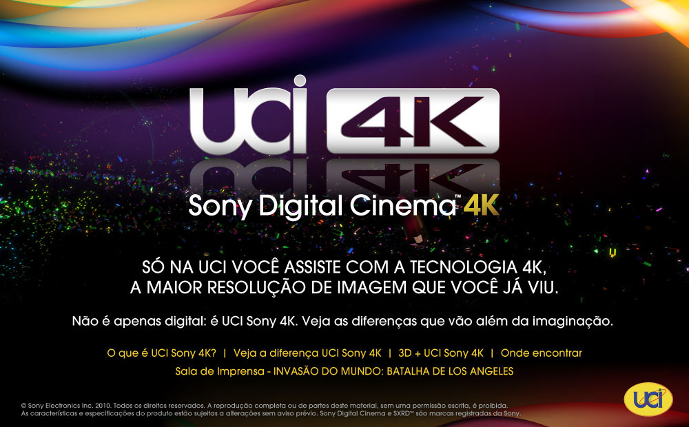uci UCI Cinemas HotSite site b2c Sony 4K Sony 4K