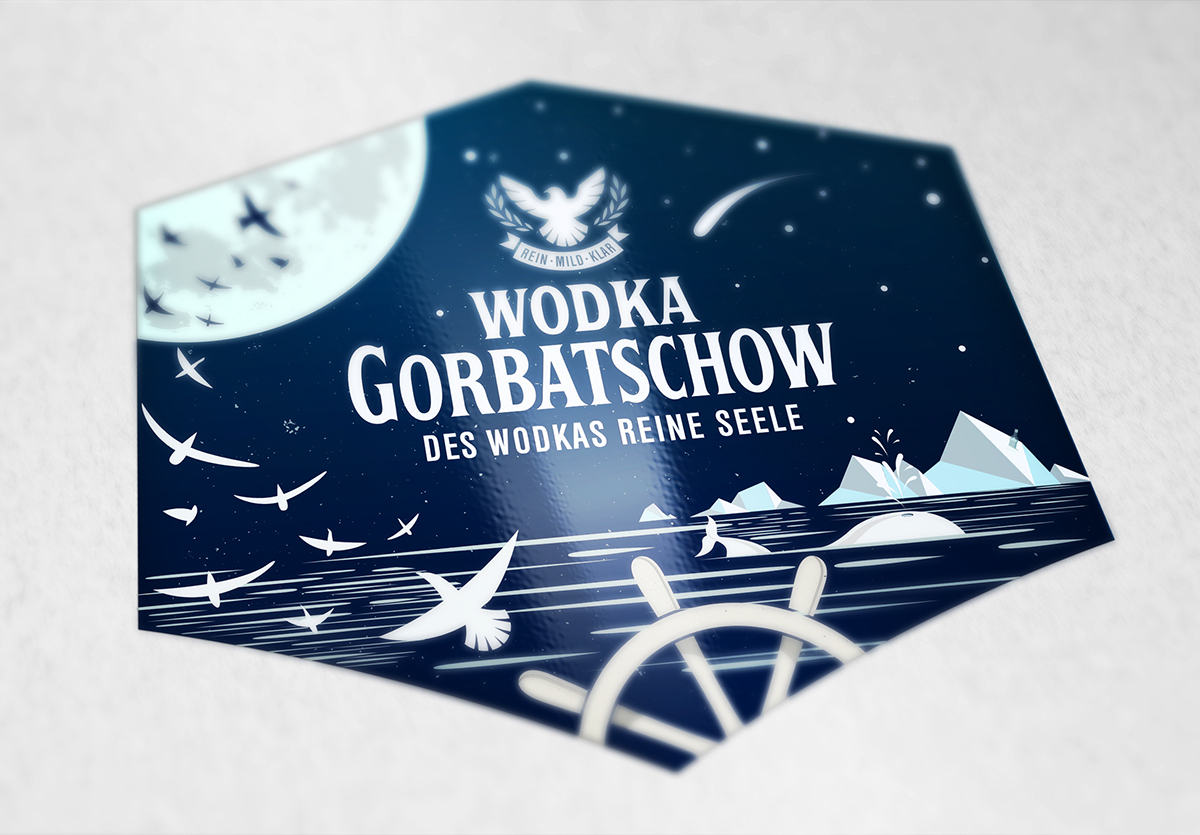 wodka gorbatschow bird water Arctic night sailing stars