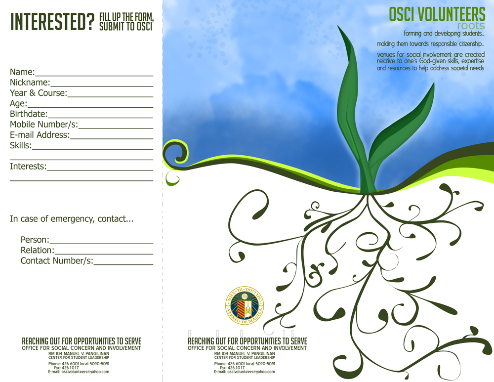 environment service brochure application form roots Plant blue green