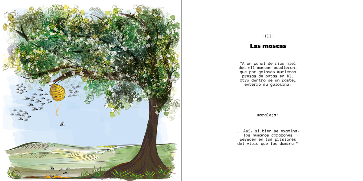 fábulas Samaniego postales Carpeta adobe illustrator InDesign impresion arte final