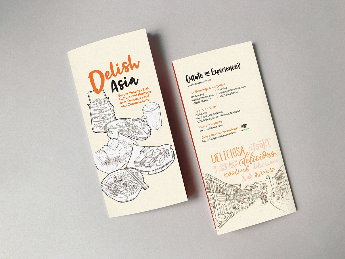 brochure graphic ILLUSTRATION  hand-drawn Food  lettering penang history Guide malaysia