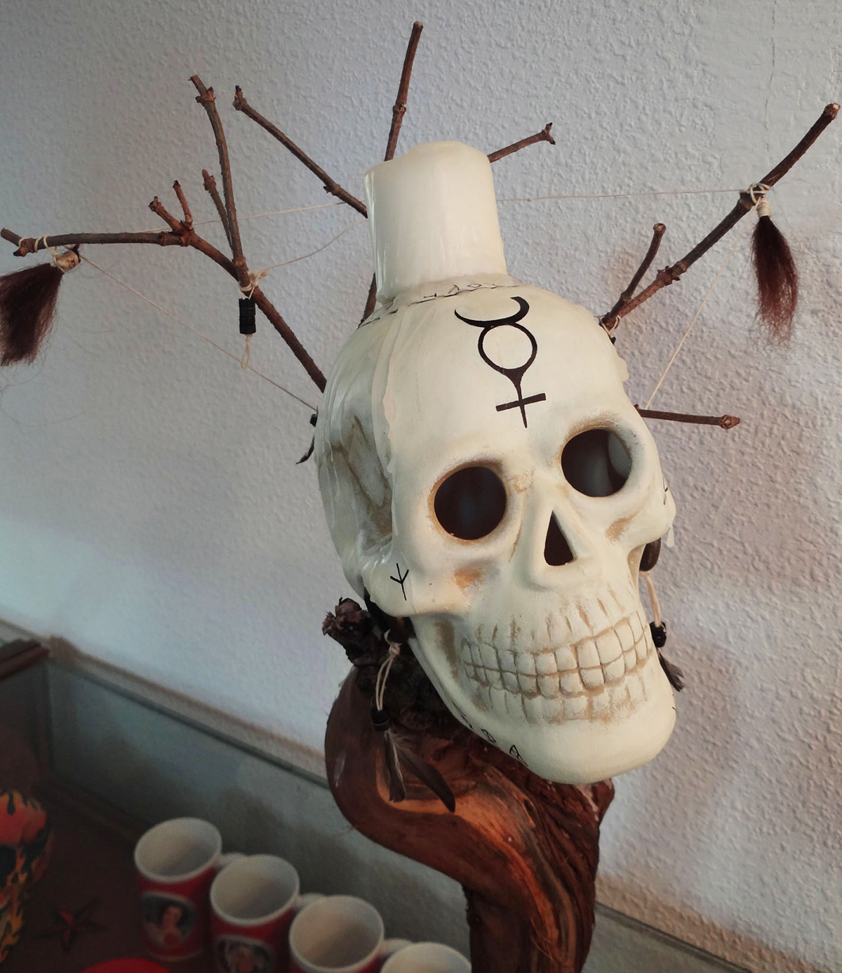 skull Nature tattoo wood ceramic crane runes laurent mathot